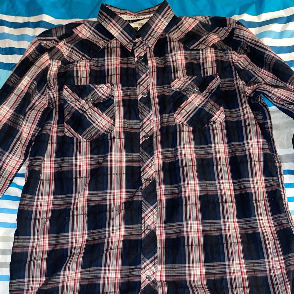 Coastal Blue plaid button up